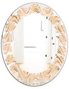 Abstract Luxury Beige Waves - Modern Round or Oval Wall Mirror - Leaves