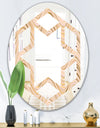 Abstract Luxury Beige Waves - Modern Round or Oval Wall Mirror - Hexagon Star