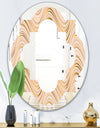 Abstract Luxury Beige Waves - Modern Round or Oval Wall Mirror - Quatrefoil