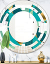 Gold and Blue Dynamics II - Modern Round or Oval Wall Mirror - Space
