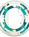 Gold and Blue Dynamics II - Modern Round or Oval Wall Mirror - Space