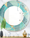 Gold and Blue Dynamics II - Modern Round or Oval Wall Mirror - Wave