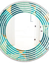 Gold and Blue Dynamics II - Modern Round or Oval Wall Mirror - Wave