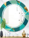 Gold and Blue Dynamics II - Modern Round or Oval Wall Mirror - Triple C