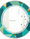 Gold and Blue Dynamics II - Modern Round or Oval Wall Mirror - Triple C