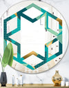 Gold and Blue Dynamics II - Modern Round or Oval Wall Mirror - Hexagon Star