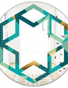 Gold and Blue Dynamics II - Modern Round or Oval Wall Mirror - Hexagon Star