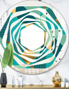 Gold and Blue Dynamics II - Modern Round or Oval Wall Mirror - Whirl