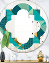 Gold and Blue Dynamics II - Modern Round or Oval Wall Mirror - Quatrefoil