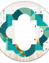 Gold and Blue Dynamics II - Modern Round or Oval Wall Mirror - Quatrefoil