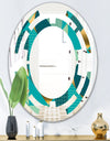 Gold and Blue Dynamics II - Modern Round or Oval Wall Mirror - Space