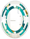 Gold and Blue Dynamics II - Modern Round or Oval Wall Mirror - Space