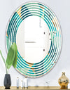 Gold and Blue Dynamics II - Modern Round or Oval Wall Mirror - Wave