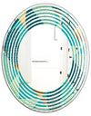 Gold and Blue Dynamics II - Modern Round or Oval Wall Mirror - Wave