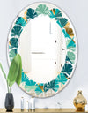 Gold and Blue Dynamics II - Modern Round or Oval Wall Mirror - Leaves