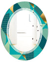 Gold and Blue Dynamics II - Modern Round or Oval Wall Mirror - Triple C