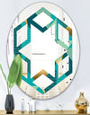 Gold and Blue Dynamics II - Modern Round or Oval Wall Mirror - Hexagon Star