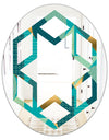 Gold and Blue Dynamics II - Modern Round or Oval Wall Mirror - Hexagon Star