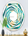 Gold and Blue Dynamics II - Modern Round or Oval Wall Mirror - Whirl