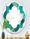 Gold and Blue Dynamics II - Modern Round or Oval Wall Mirror - Quatrefoil