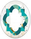 Gold and Blue Dynamics II - Modern Round or Oval Wall Mirror - Quatrefoil