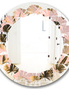 Golden Foliage III - Modern Round or Oval Wall Mirror - Leaves