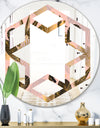 Golden Foliage III - Modern Round or Oval Wall Mirror - Hexagon Star