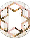 Golden Foliage III - Modern Round or Oval Wall Mirror - Hexagon Star