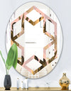 Golden Foliage III - Modern Round or Oval Wall Mirror - Hexagon Star