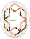 Golden Foliage III - Modern Round or Oval Wall Mirror - Hexagon Star
