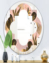 Golden Foliage III - Modern Round or Oval Wall Mirror - Quatrefoil