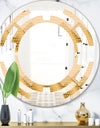 Golden Triangular Wavess I - Modern Round or Oval Wall Mirror - Space