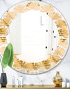Golden Triangular Wavess I - Modern Round or Oval Wall Mirror - Leaves