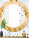 Golden Triangular Wavess I - Modern Round or Oval Wall Mirror - Triple C