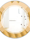 Golden Triangular Wavess I - Modern Round or Oval Wall Mirror - Triple C