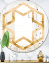 Golden Triangular Wavess I - Modern Round or Oval Wall Mirror - Hexagon Star