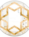 Golden Triangular Wavess I - Modern Round or Oval Wall Mirror - Hexagon Star
