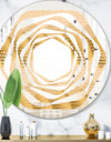 Golden Triangular Wavess I - Modern Round or Oval Wall Mirror - Whirl