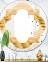 Golden Triangular Wavess I - Modern Round or Oval Wall Mirror - Quatrefoil