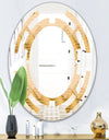 Golden Triangular Wavess I - Modern Round or Oval Wall Mirror - Space