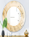 Golden Triangular Wavess I - Modern Round or Oval Wall Mirror - Wave
