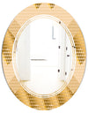 Golden Triangular Wavess I - Modern Round or Oval Wall Mirror - Triple C