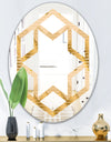 Golden Triangular Wavess I - Modern Round or Oval Wall Mirror - Hexagon Star