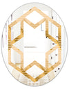 Golden Triangular Wavess I - Modern Round or Oval Wall Mirror - Hexagon Star