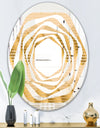 Golden Triangular Wavess I - Modern Round or Oval Wall Mirror - Whirl