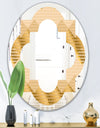 Golden Triangular Wavess I - Modern Round or Oval Wall Mirror - Quatrefoil