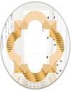 Golden Triangular Wavess I - Modern Round or Oval Wall Mirror - Quatrefoil