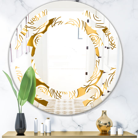 Golden Floral III - Modern Round or Oval Wall Mirror - Space