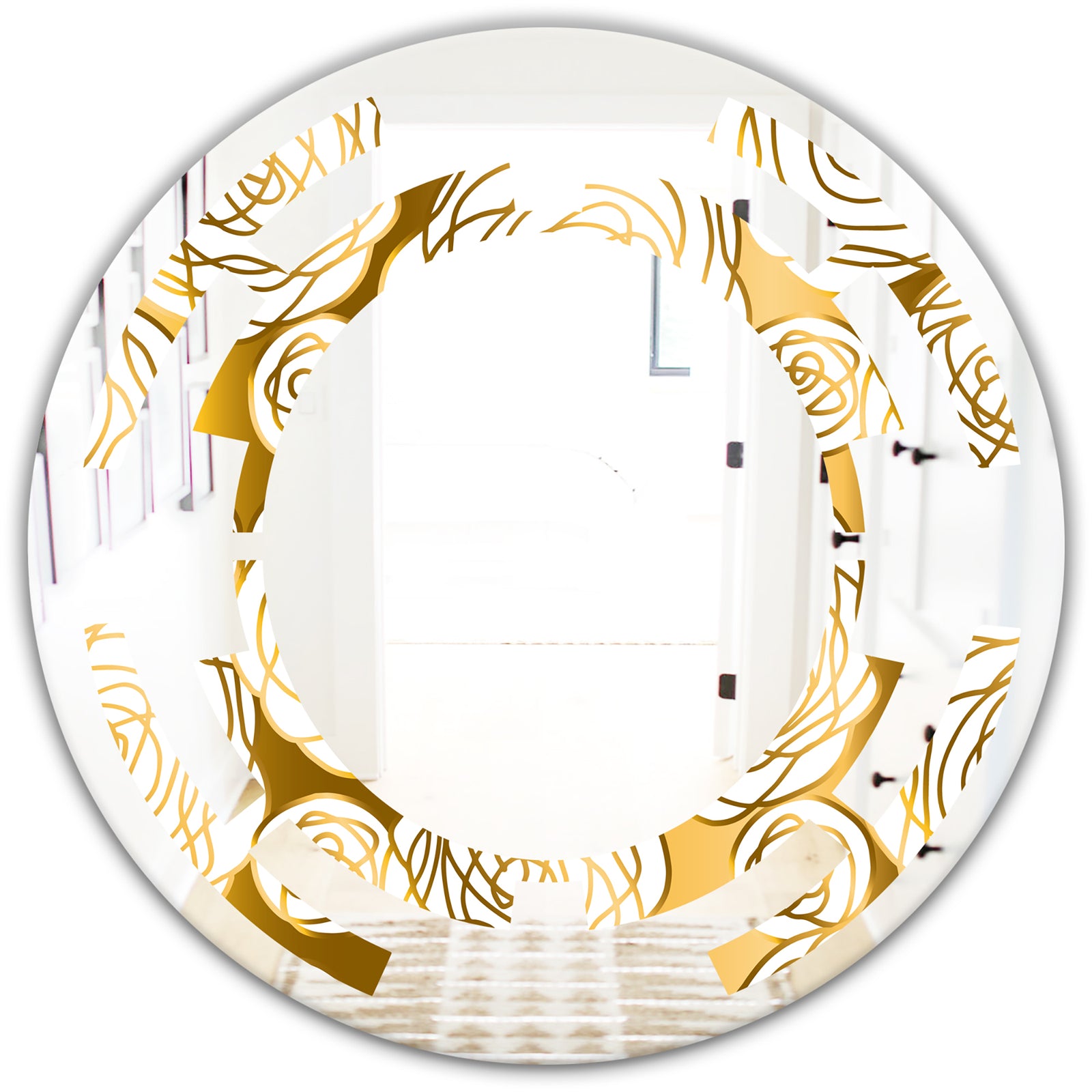 Golden Floral III - Modern Round or Oval Wall Mirror - Space
