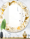 Golden Floral III - Modern Round or Oval Wall Mirror - Leaves
